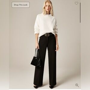 J. Crew Black Wool Satin Stripe Trousers